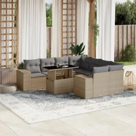 Gartensofa-Set, 9-teilig, mit Kissen, aus synthetischem Rattan in Beige. von , Gartensets - Ref: Foro24-3269059, Preis: 621,1...