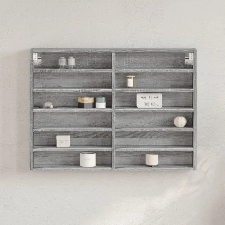 Vitrina de madera de ingeniería gris Sonoma 80x8,5x58 cm de , Estantes y estanterías - Ref: Foro24-847959, Precio: 43,63 €, D...