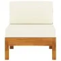 Central sofa 2 pieces with white cushions, cream acacia wood by vidaXL, Modular outdoor sofas - Ref: Foro24-310638, Price: 22...