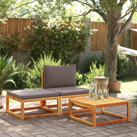 Set de sofás de jardín con cojines 3 pzas madera maciza acacia by , Outdoor sofas - Ref: Foro24-4008174, Price: 227,88 €, Dis...