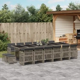 Set comedor de jardín 17 pzas y cojines ratán sintético gris by , Garden sets - Ref: Foro24-3210824, Price: 1,00 €, Discount: %