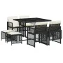 Set de comedor de jardín 9 pzas y cojines ratán sintético negro de , Conjuntos de jardín - Ref: Foro24-3210774, Precio: 387,1...