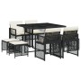 Set de comedor de jardín 9 pzas y cojines ratán sintético negro by , Garden sets - Ref: Foro24-3210774, Price: 351,31 €, Disc...