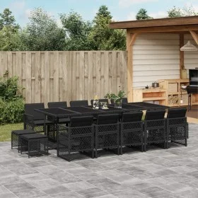 Set comedor de jardín con cojines 15 pzas ratán sintético negro by , Garden sets - Ref: Foro24-3210811, Price: 863,04 €, Disc...