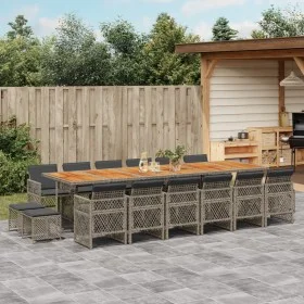 Set comedor de jardín 17 pzas y cojines ratán sintético gris by , Garden sets - Ref: Foro24-3210830, Price: 1,00 €, Discount: %