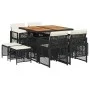 Garten-Essgruppe 9-teilig mit schwarzen Polstern aus synthetischem Rattan von , Gartensets - Ref: Foro24-3210783, Preis: 412,...