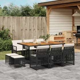 Set de comedor jardín 11 pzas con cojines ratán sintético negro by , Garden sets - Ref: Foro24-3210795, Price: 572,08 €, Disc...
