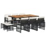 Set de comedor jardín 11 pzas con cojines ratán sintético negro by , Garden sets - Ref: Foro24-3210795, Price: 594,92 €, Disc...