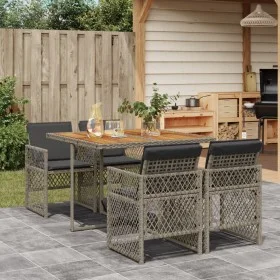 Set comedor de jardín 5 piezas con cojines ratán sintético gris by , Garden sets - Ref: Foro24-3210722, Price: 332,15 €, Disc...