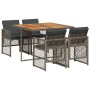 Set comedor de jardín 5 piezas con cojines ratán sintético gris by , Garden sets - Ref: Foro24-3210722, Price: 339,21 €, Disc...