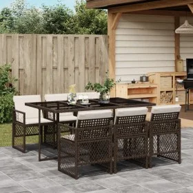 Set comedor de jardín 7 pzas con cojines ratán sintético marrón by , Garden sets - Ref: Foro24-3210729, Price: 460,39 €, Disc...