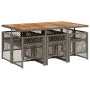 Set comedor jardín 7 pzas y cojines ratán sintético gris by , Garden sets - Ref: Foro24-3210734, Price: 496,45 €, Discount: %