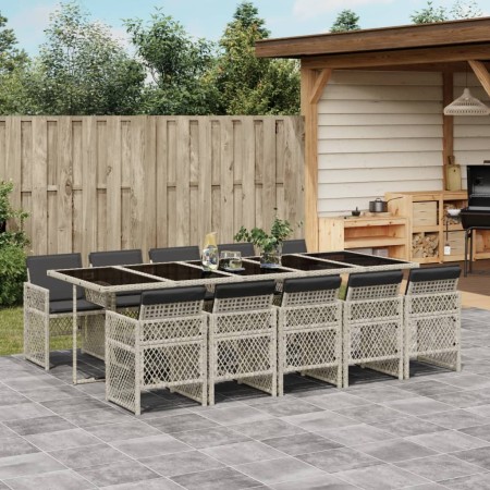 Garten-Essgruppe 11-teilig mit grauen Polstern aus synthetischem Rattan. von , Gartensets - Ref: Foro24-3210755, Preis: 730,0...