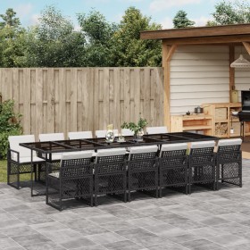Garten-Essgruppe mit 13-teiligen Kissen aus schwarzem Kunststoff-Rattan. von , Gartensets - Ref: Foro24-3210762, Preis: 811,3...