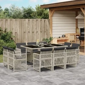Garten-Essgruppe 11-teilig mit grauen Polstern aus synthetischem Rattan. von , Gartensets - Ref: Foro24-3210851, Preis: 767,2...