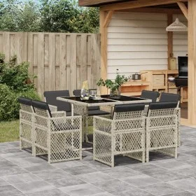 Set comedor de jardín 9 pzas cojines ratán sintético gris claro by , Garden sets - Ref: Foro24-3210839, Price: 539,89 €, Disc...