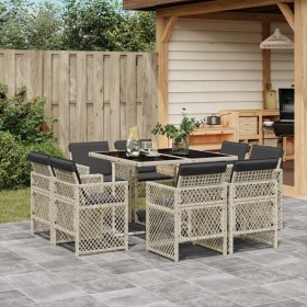 Set comedor de jardín 9 pzas cojines ratán sintético gris claro de , Conjuntos de jardín - Ref: Foro24-3210839, Precio: 498,6...