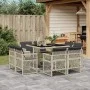 Set comedor de jardín 9 pzas cojines ratán sintético gris claro by , Garden sets - Ref: Foro24-3210839, Price: 539,89 €, Disc...