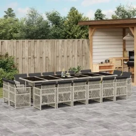 Set comedor jardín y cojines 17 pzas ratán sintético gris claro by , Garden sets - Ref: Foro24-3210887, Price: 1,00 €, Discou...