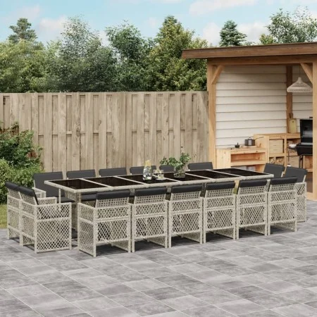 Set comedor jardín y cojines 17 pzas ratán sintético gris claro by , Garden sets - Ref: Foro24-3210887, Price: 1,00 €, Discou...
