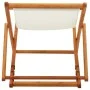 Folding beach chair made of solid eucalyptus wood and cream fabric by vidaXL, Garden chairs - Ref: Foro24-310314, Price: 70,1...