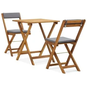 Mesa y sillas bistró plegables 3 pzas y cojines madera maciza de vidaXL, Conjuntos de jardín - Ref: Foro24-310275, Precio: 14...