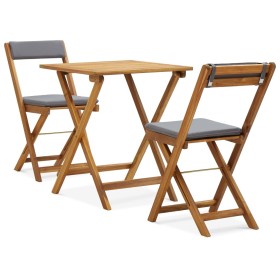 Mesa y sillas bistró plegables 3 pzas y cojines madera maciza de vidaXL, Conjuntos de jardín - Ref: Foro24-310275, Precio: 14...