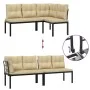 Gartensofa-Set mit 7-teiligen Kissen, pulverbeschichtetem schwarzen Stahl. von , Gartensets - Ref: Foro24-3283655, Preis: 646...