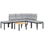 Gartensofa-Set mit 5-teiligen Kissen, pulverbeschichtetem schwarzen Stahl. von , Gartensets - Ref: Foro24-3283660, Preis: 377...