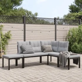 Set sofás jardín y cojines 4 pzas acero recubierto polvo negro by , Garden sets - Ref: Foro24-3283662, Price: 321,39 €, Disco...
