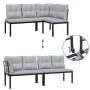 Set sofás jardín y cojines 4 pzas acero recubierto polvo negro by , Garden sets - Ref: Foro24-3283662, Price: 321,39 €, Disco...