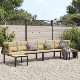 Set sofás jardín y cojines 4 pzas acero recubierto polvo negro by , Garden sets - Ref: Foro24-3283669, Price: 382,28 €, Disco...