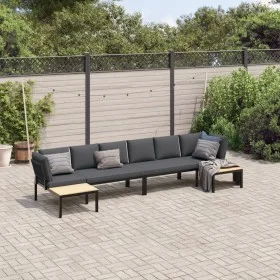 Set de sofás de jardín con cojines 4 piezas aluminio negro by , Garden sets - Ref: Foro24-3283697, Price: 659,11 €, Discount: %