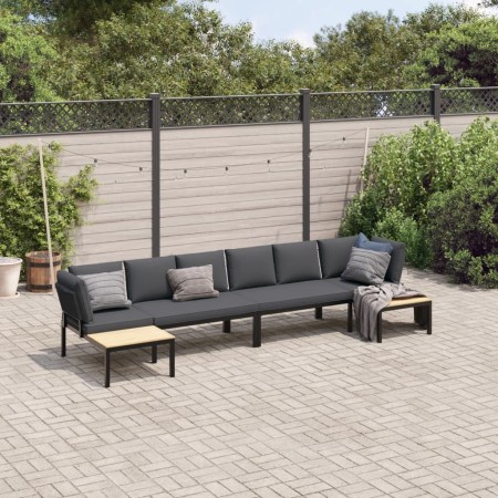 Set de sofás de jardín con cojines 4 piezas aluminio negro by , Garden sets - Ref: Foro24-3283697, Price: 676,33 €, Discount: %