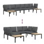 Set de sofás de jardín con cojines 4 piezas aluminio negro by , Garden sets - Ref: Foro24-3283697, Price: 676,33 €, Discount: %
