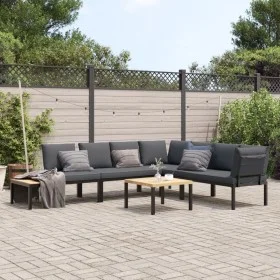 Set de sofás de jardín con cojines 5 piezas aluminio negro by , Garden sets - Ref: Foro24-3283681, Price: 749,16 €, Discount: %