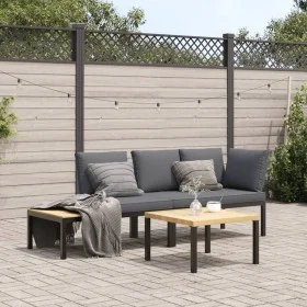 Gartensofagarnitur mit Kissen, 3-teilig, Schwarz, aus Aluminium von , Gartensets - Ref: Foro24-3283683, Preis: 407,81 €, Raba...
