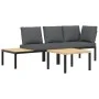 Set de sofás de jardín con cojines 3 piezas aluminio negro by , Garden sets - Ref: Foro24-3283683, Price: 407,02 €, Discount: %
