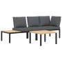 Set de sofás de jardín con cojines 3 piezas aluminio negro by , Garden sets - Ref: Foro24-3283683, Price: 418,39 €, Discount: %