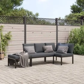 Set de sofás de jardín con cojines 3 piezas aluminio negro by , Garden sets - Ref: Foro24-3283688, Price: 443,39 €, Discount: %