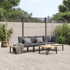Set de sofás de jardín con cojines 4 piezas aluminio negro de , Conjuntos de jardín - Ref: Foro24-3283706, Precio: 549,23 €, ...