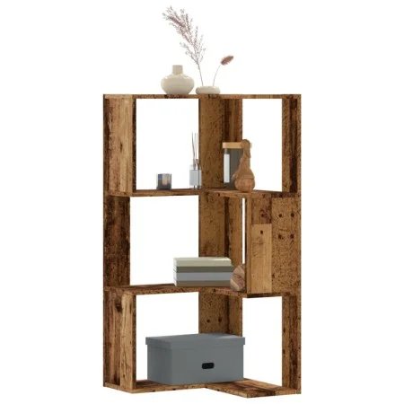 Estantería de esquina 3 niveles madera envejecida 50x50x102 cm by , Bookcases and shelves - Ref: Foro24-852598, Price: 53,24 ...
