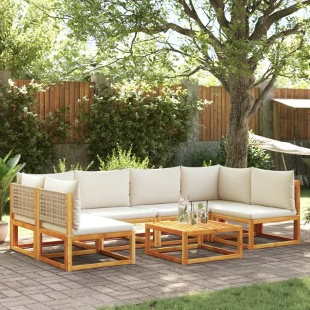 Set de sofás de jardín con cojines 7 pzas madera maciza acacia von , Gartensets - Ref: Foro24-3278932, Preis: 720,59 €, Rabat...