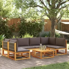 Set de sofás de jardín con cojines 7 pzas madera maciza acacia by , Outdoor sofas - Ref: Foro24-3278840, Price: 745,15 €, Dis...