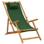 Klappbarer Strandstuhl aus massivem Eukalyptusholz und grünem Stoff von vidaXL, Gartenstühle - Ref: Foro24-310312, Preis: 79,...