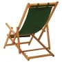 Klappbarer Strandstuhl aus massivem Eukalyptusholz und grünem Stoff von vidaXL, Gartenstühle - Ref: Foro24-310312, Preis: 76,...