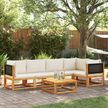 Gartensofa-Set mit 6-teiligen massiven Akazienholz-Kissen. von , Gartensets - Ref: Foro24-3278875, Preis: 600,37 €, Rabatt: %