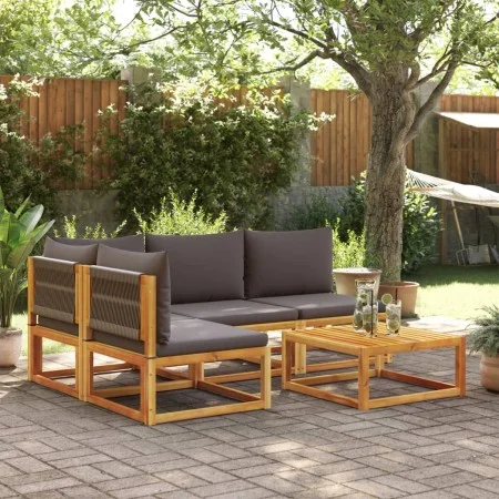 Set de sofás de jardín con cojines 5 pzas madera maciza acacia by , Outdoor sofas - Ref: Foro24-3278842, Price: 497,10 €, Dis...