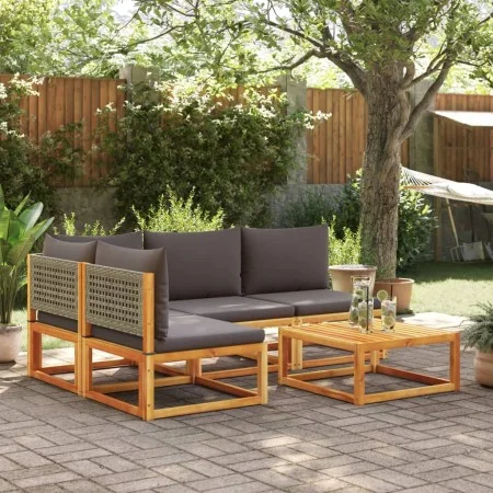 Set de sofás de jardín con cojines 5 pzas madera maciza acacia by , Garden sets - Ref: Foro24-3278911, Price: 465,80 €, Disco...