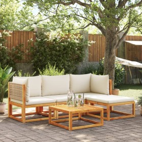 Gartensofagarnitur mit 5-teiligen Kissen aus massivem Akazienholz. von , Gartensets - Ref: Foro24-3278918, Preis: 499,52 €, R...
